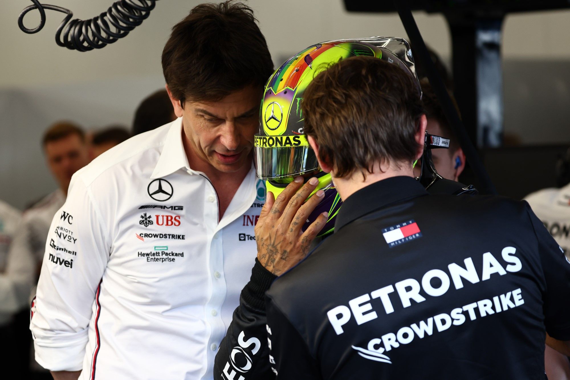 Toto Wolff and Lewis Hamilton, Mercedes, F1