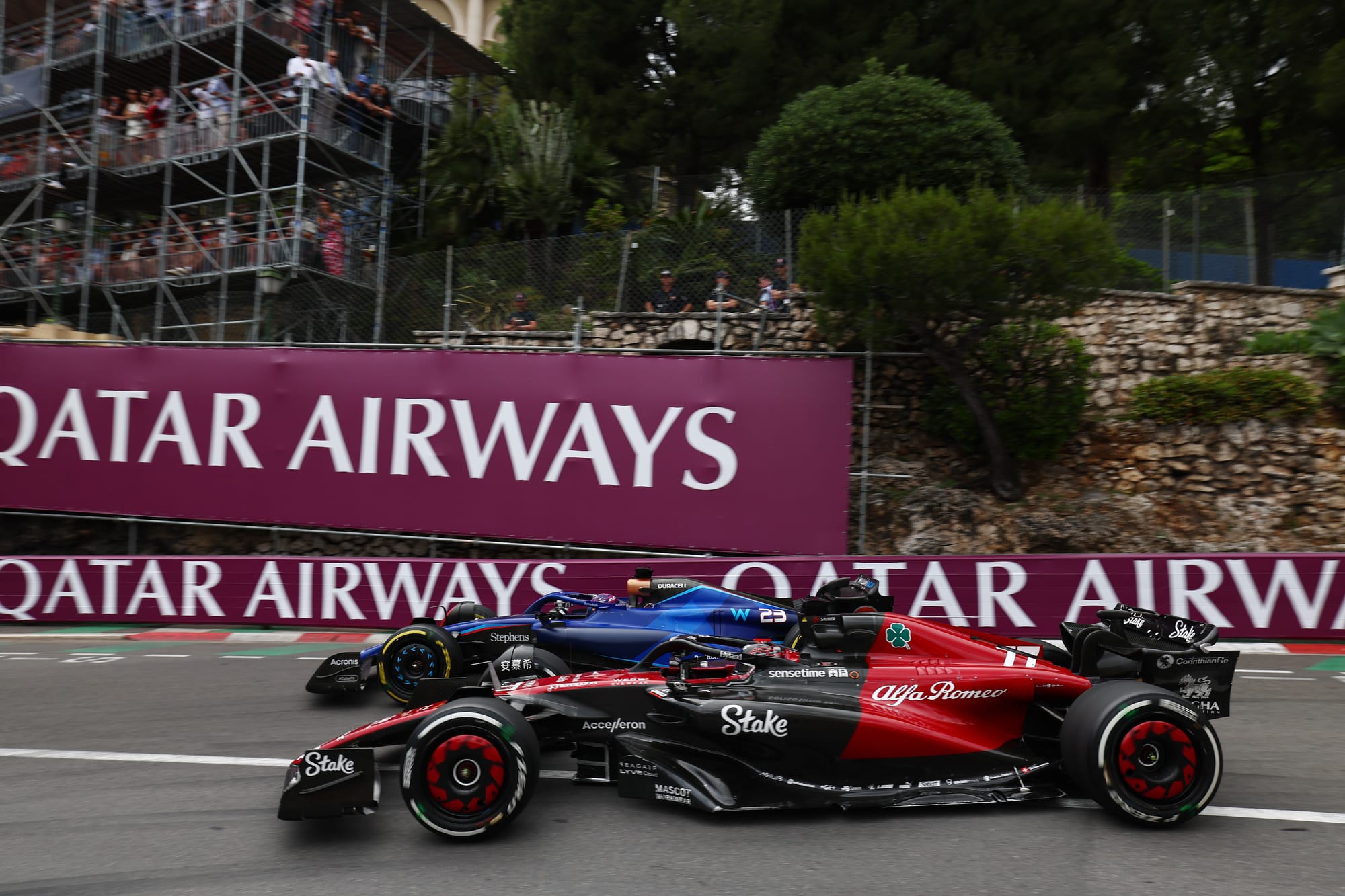 Valtteri Bottas Alfa Romeo passes Alex Albon Williams Monaco Grand Prix 2023