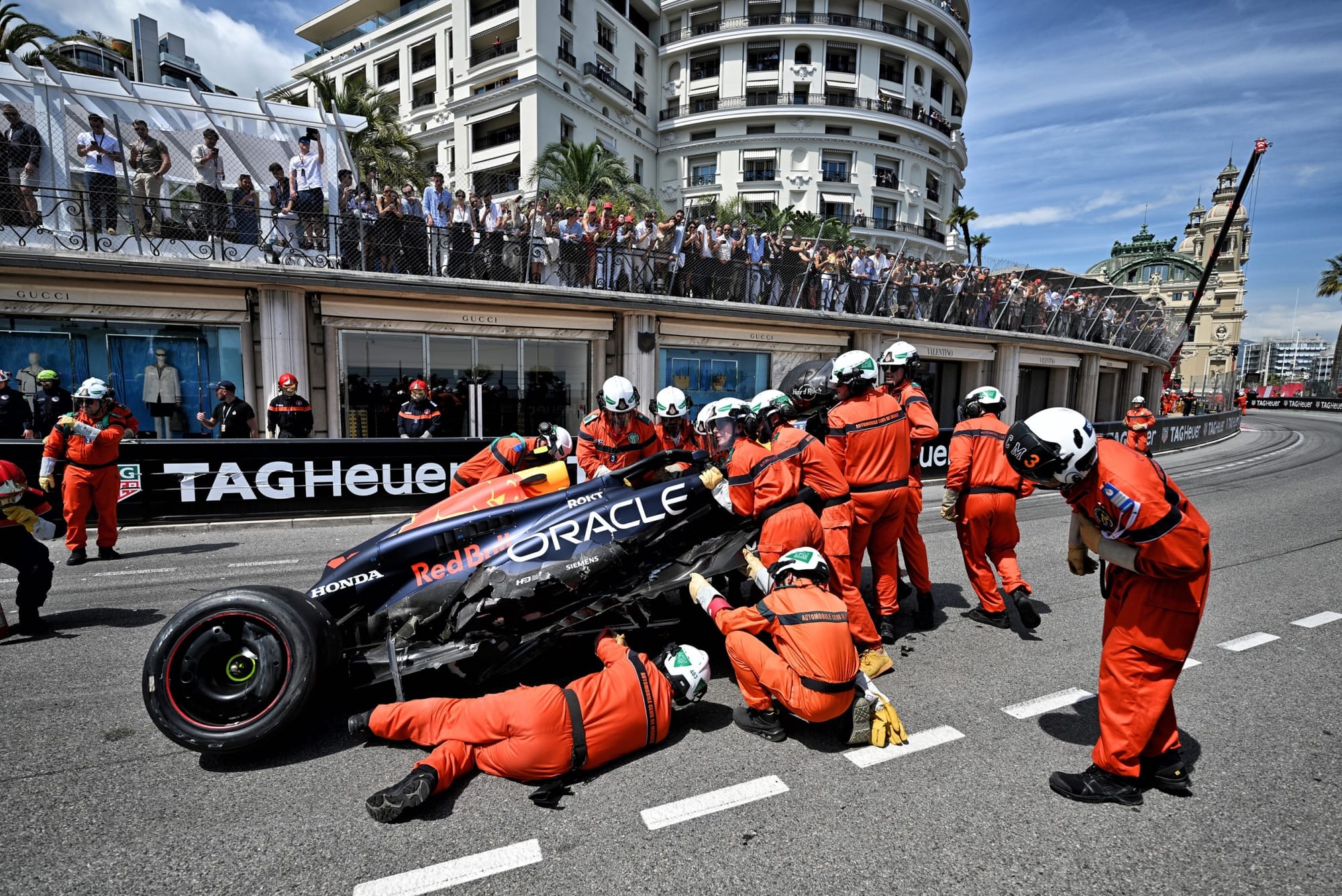 Sergio Perez's crashed Red Bull, F1