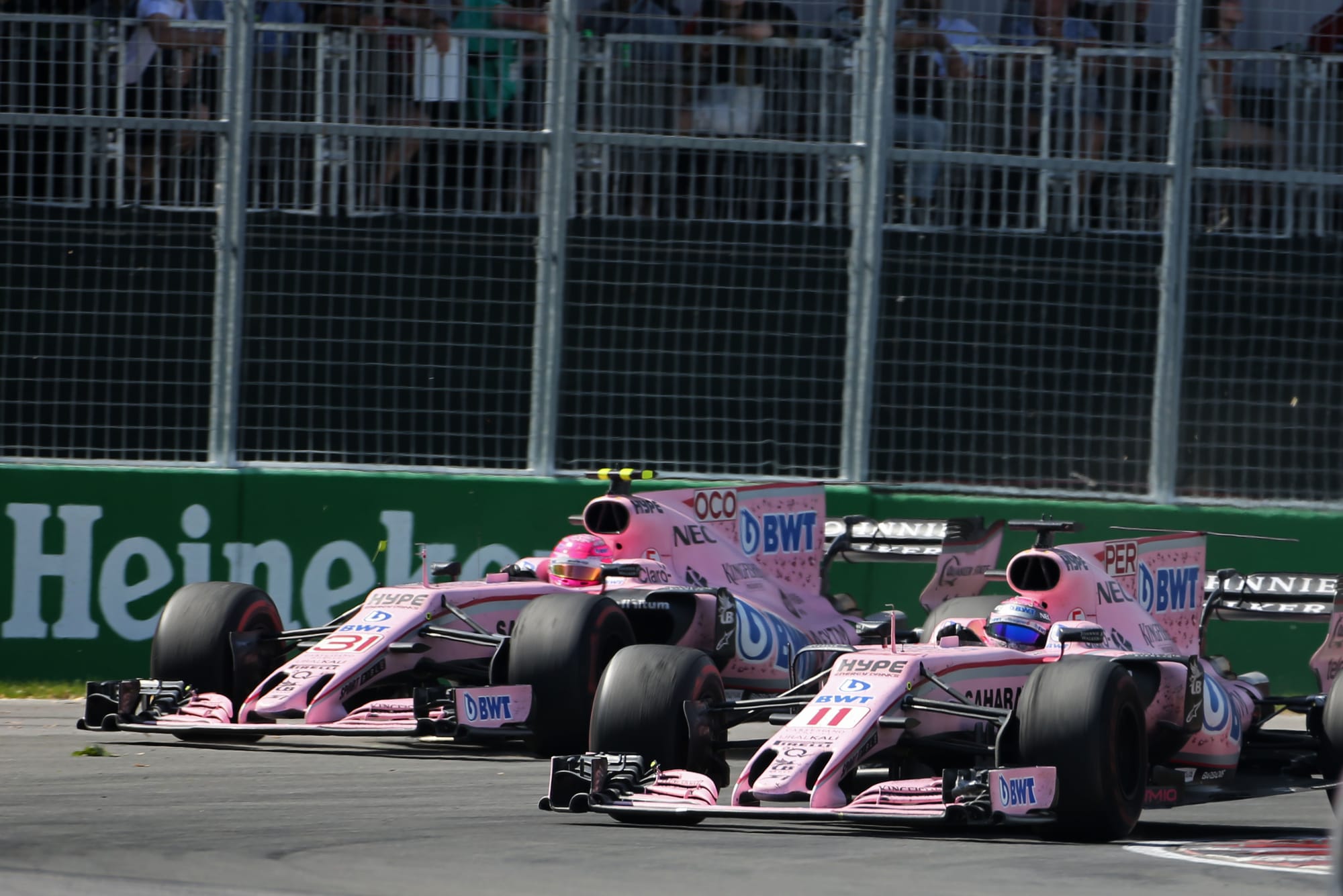 Sergio Perez and Esteban Ocon, Force India, F1