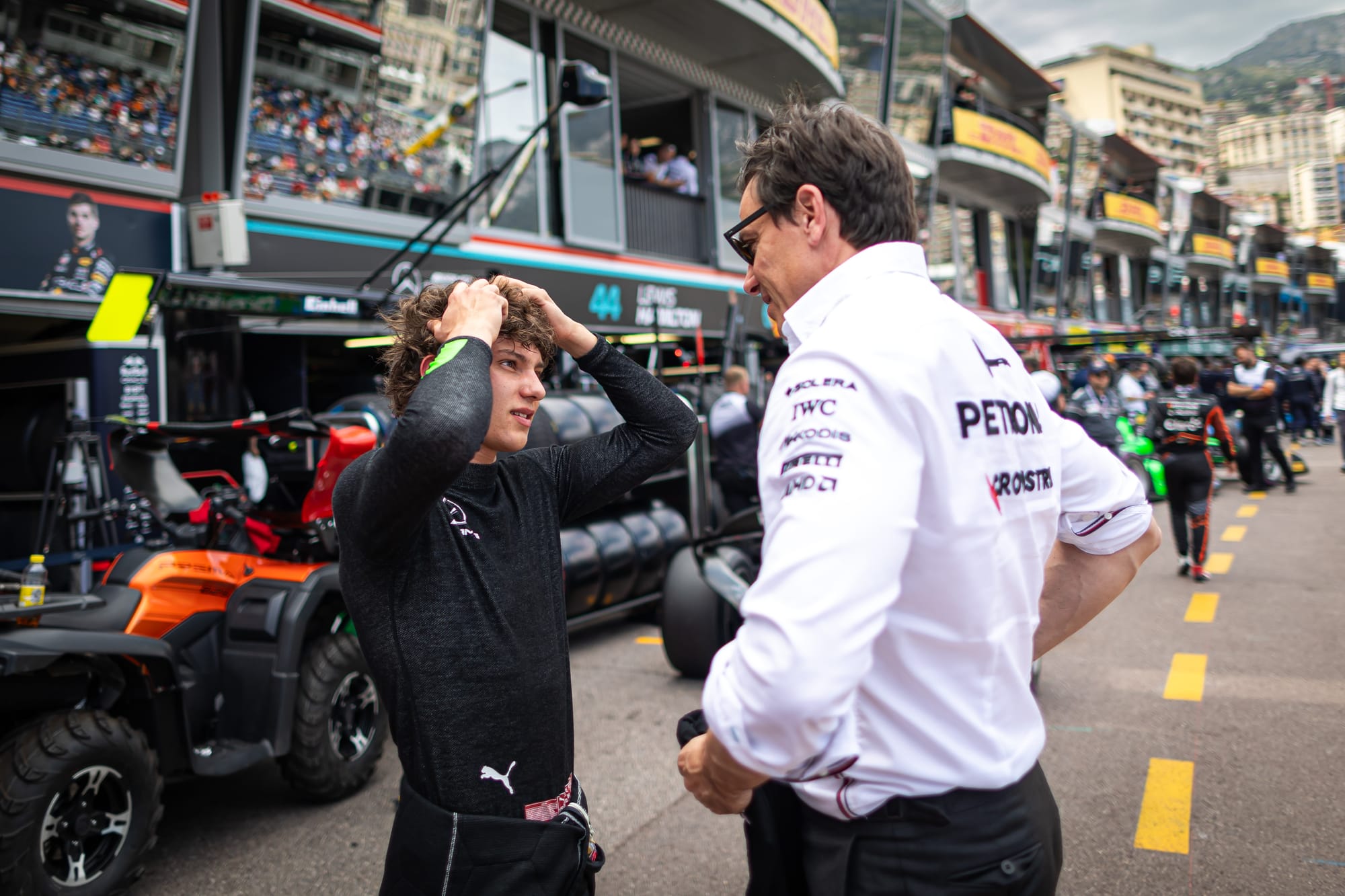 Andrea Kimi Antonelli and Toto Wolff