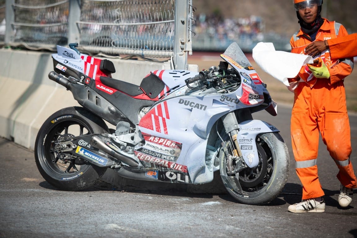 Engine failure on Marc Marquez's Ducati