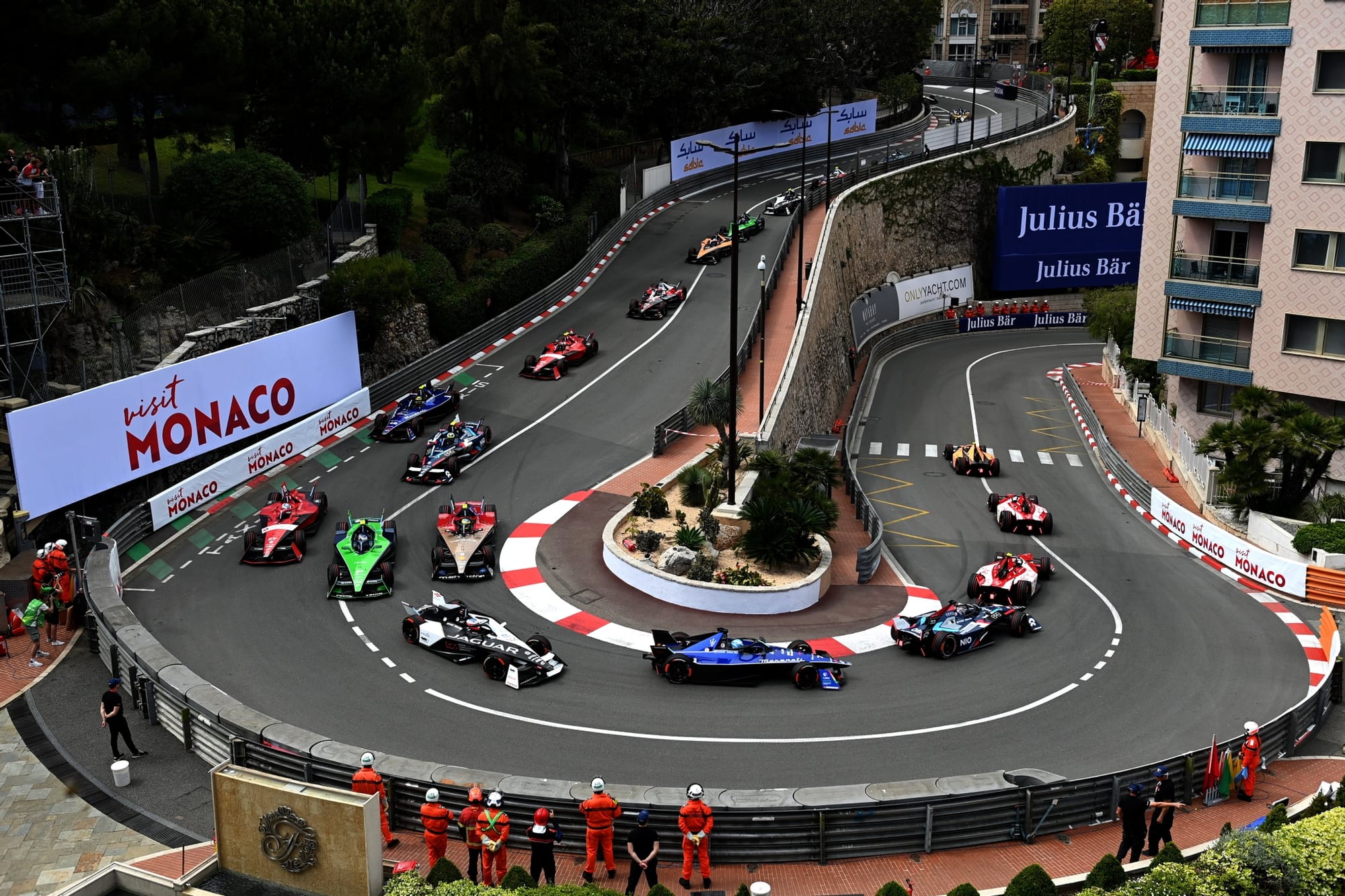 Formula E cars turn the Monaco hairpin 2022/2023 season