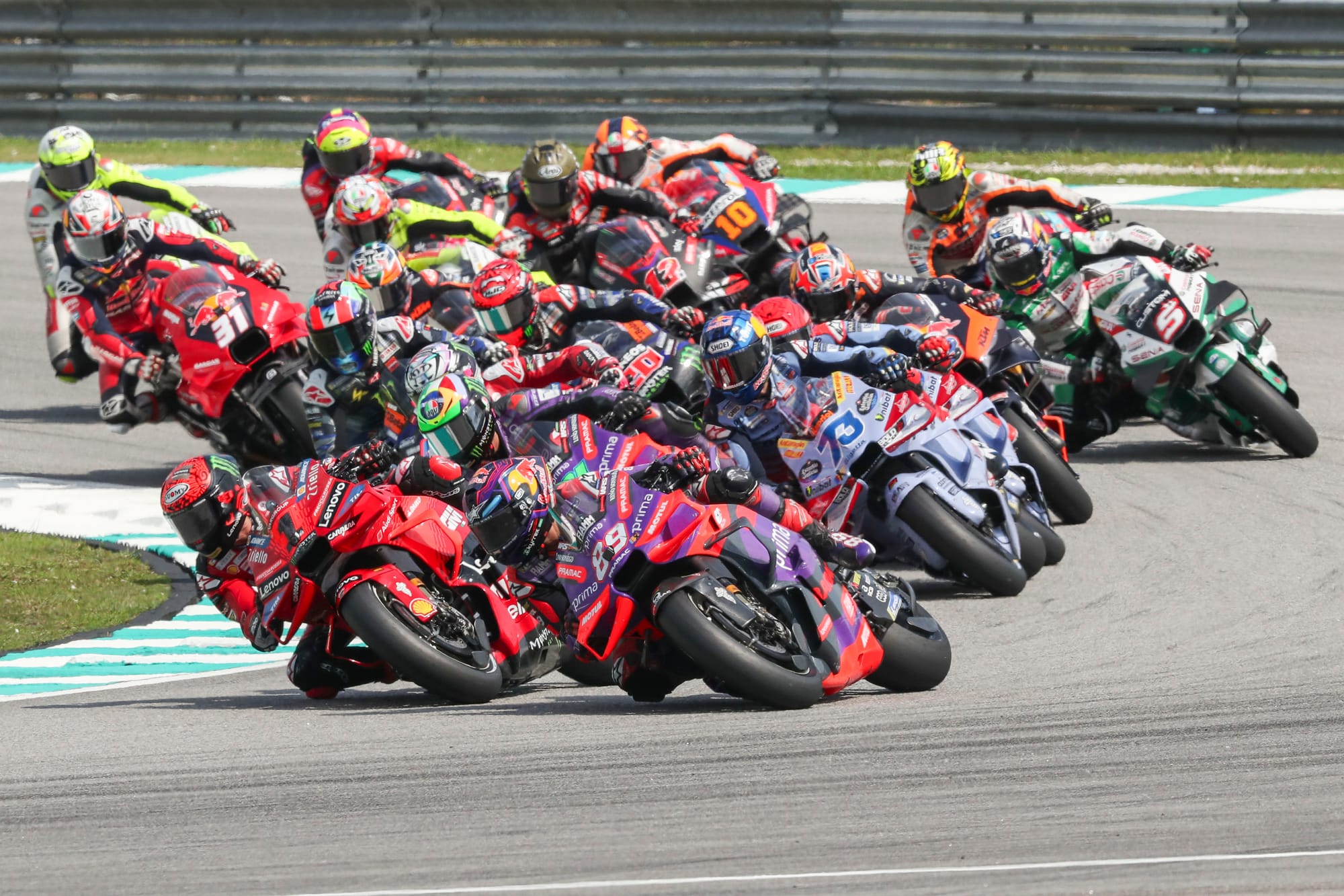 The MotoGP field at the start of the Malaysian Grand Prix