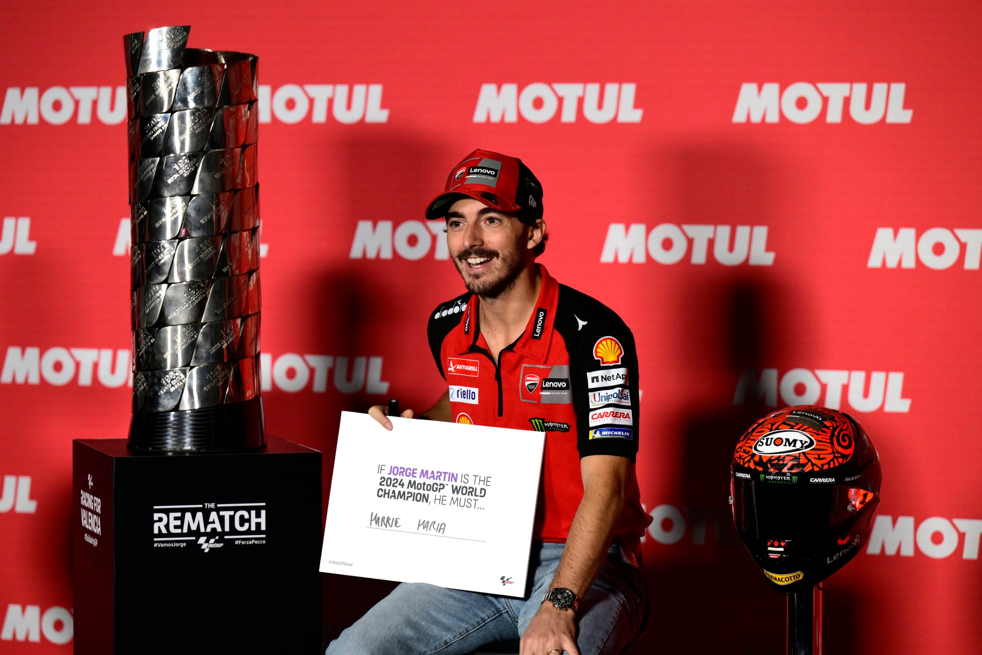 Pecco Bagnaia in Thursday's press conference