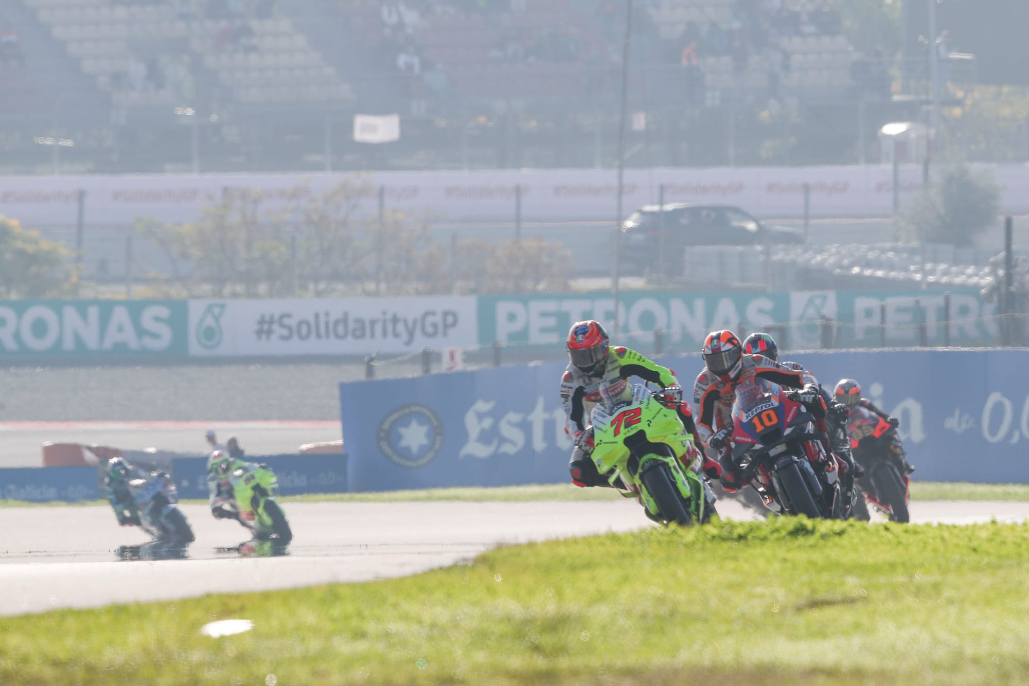 Riders take part in qualifying for MotoGP's Solidarity Grand Prix