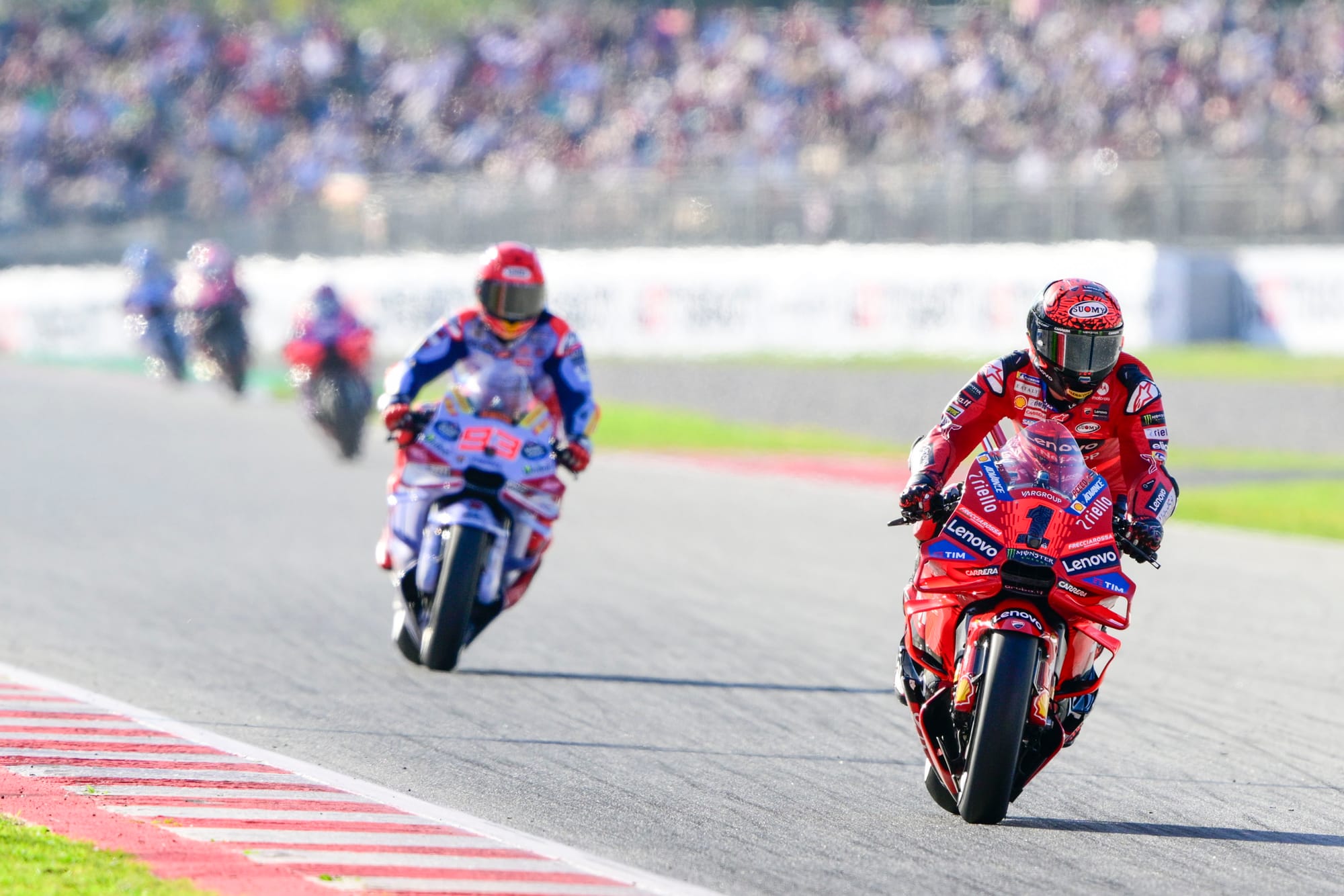 Pecco Bagnaia and Marc Marquez during the Solidarity Grand Prix