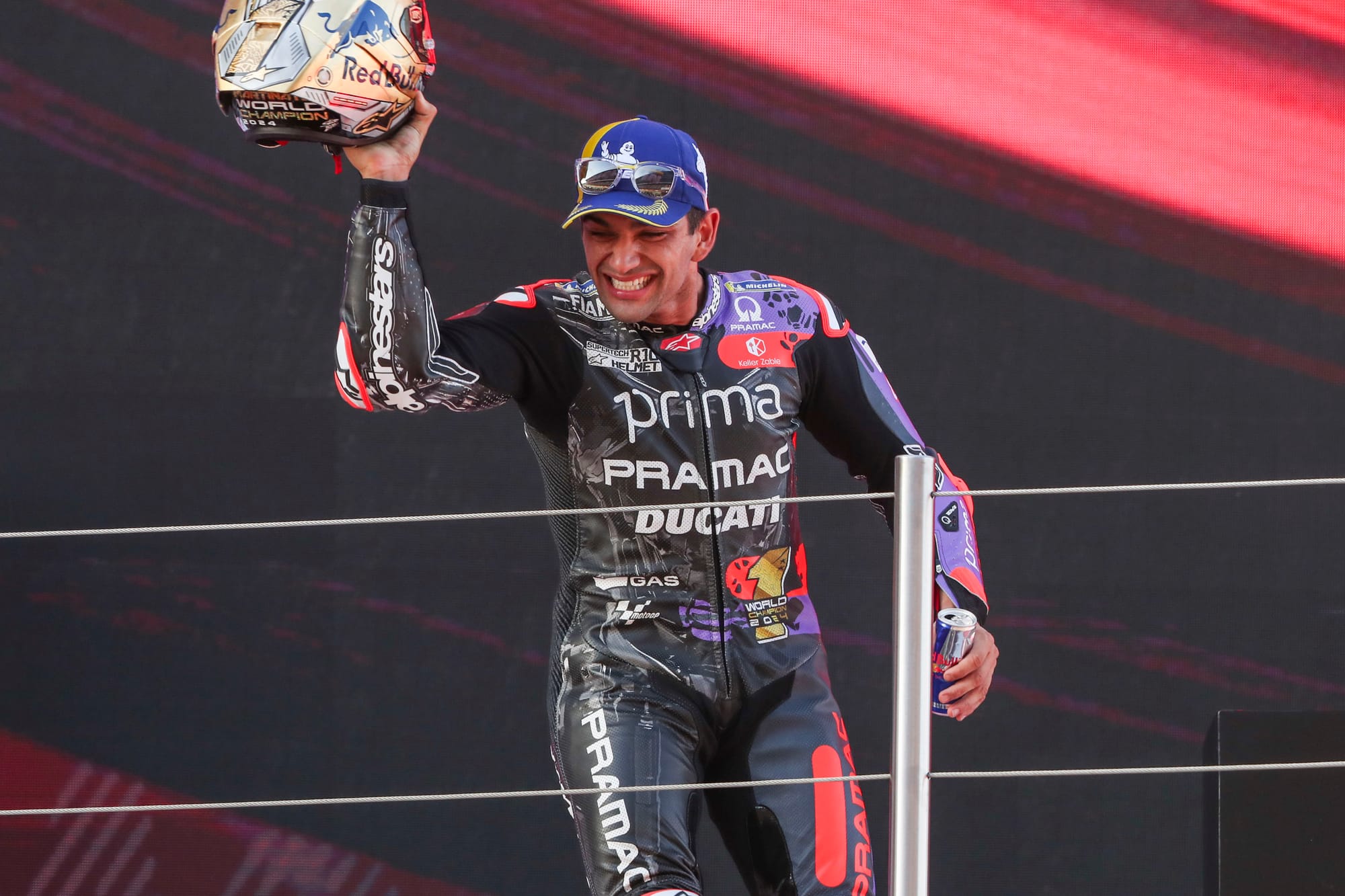 Jorge Martin with his championship gold helmet