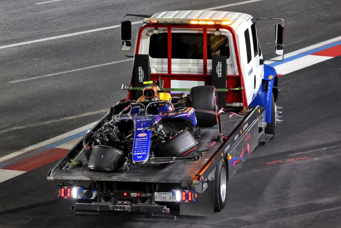 Franco Colapinto's crashed Williams F1 car