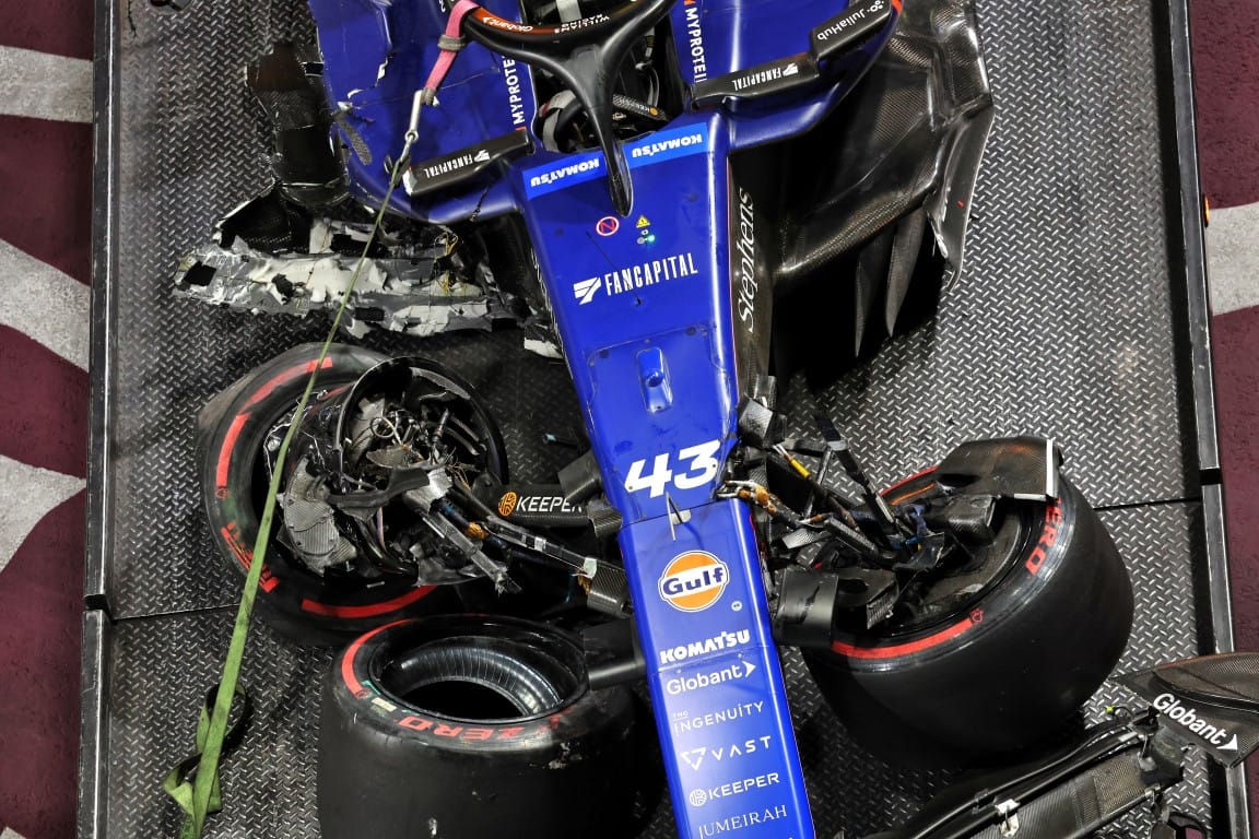 Franco Colapinto's crashed Williams F1 car