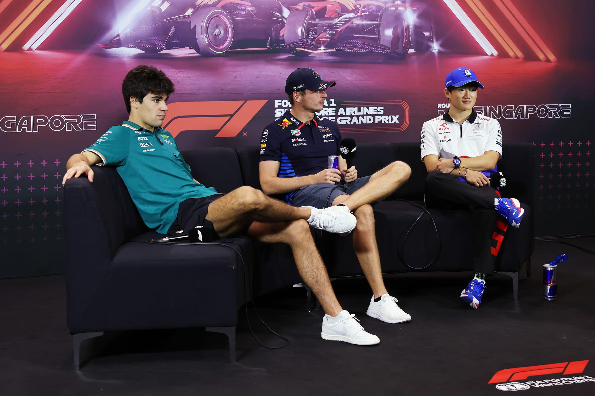 Lance Stroll, Max Verstappen and Yuki Tsunoda, F1