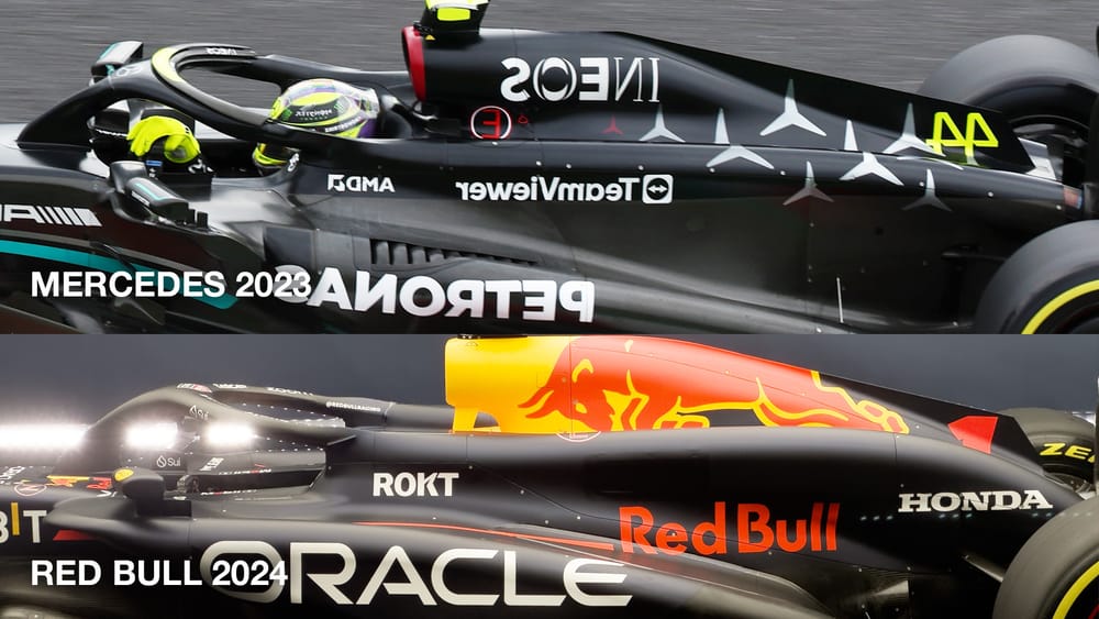 New Red Bull S Surprising Mercedes Resemblance Explained The Race   ENGINE COVER RED BULL RB20 MERCEDES W14 