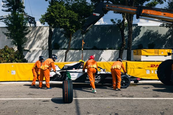 Nick Cassidy's crashed Jaguar, Formula E