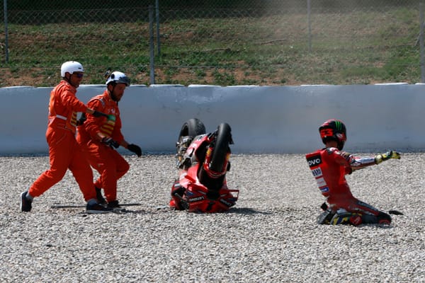 Three leaders crash out in surreal Barcelona MotoGP sprint