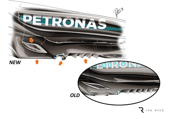 Mercedes F1 floor upgrade comparison